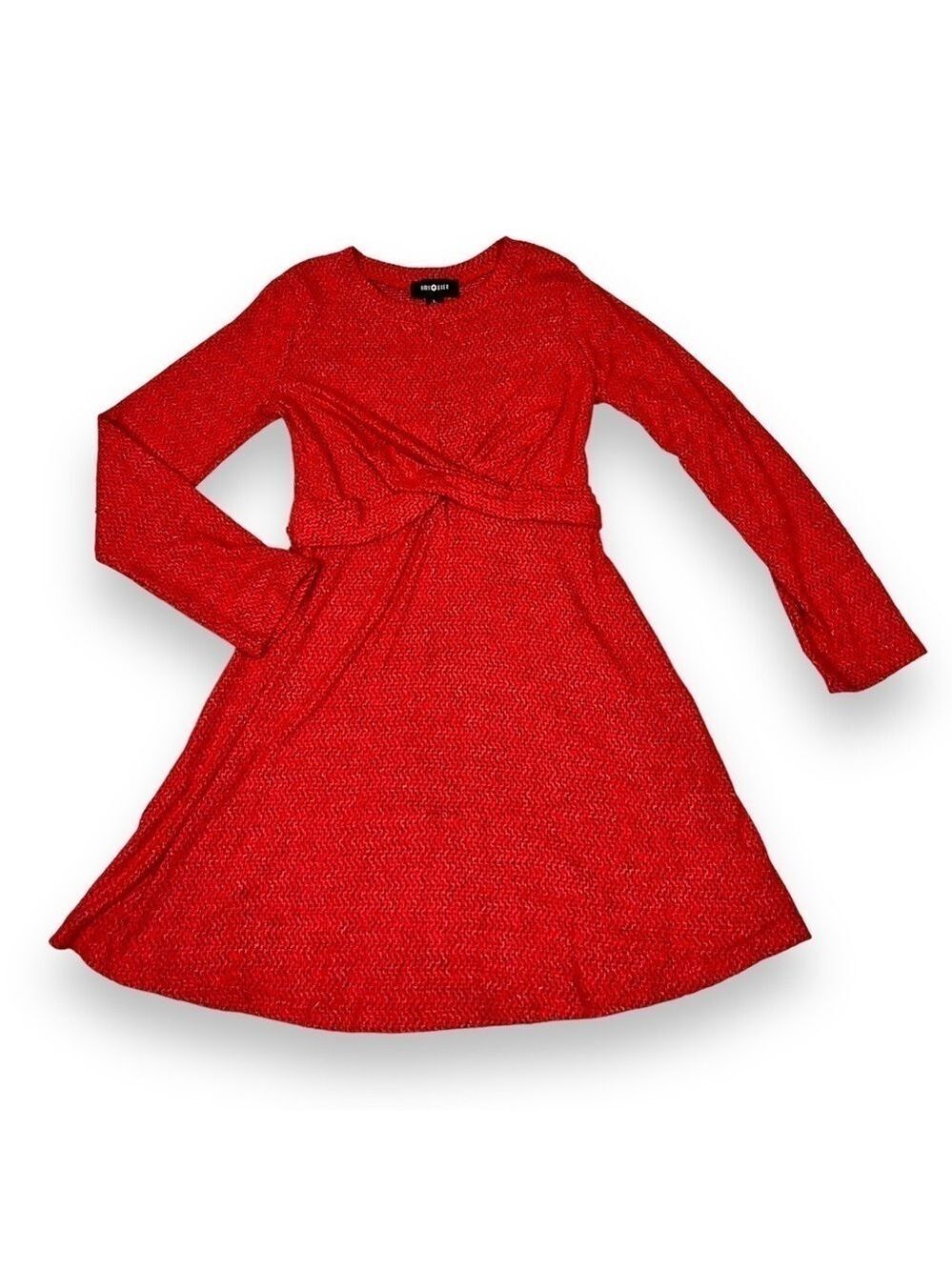 Amy Byer Girls Long Sleeve Twist Dress Red Size Large